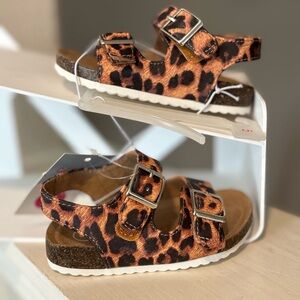 Toddler Reagan Footbed Sandals Brown Leopard Print - Cat & Jack - 5C NEW